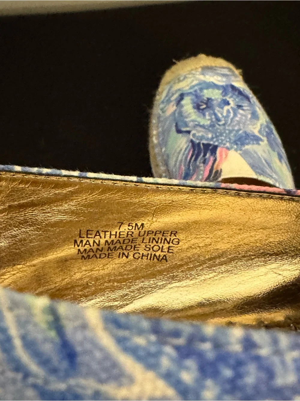 Lilly Pulitzer Marlo Blue Floral Espadrille Slip-On Shoes Size 7.5